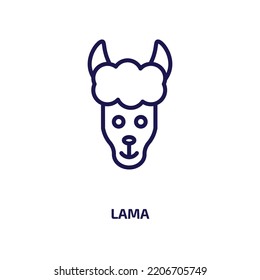 lama icon from animals collection. Thin linear lama, animal, zoo outline icon isolated on white background. Line vector lama sign, symbol for web and mobile