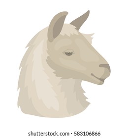 Lama icon in cartoon style isolated on white background. Realistic animals symbol stock vector illustration.
