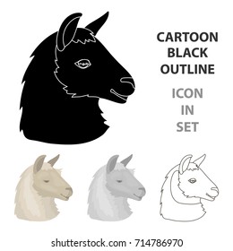 Lama icon in cartoon style isolated on white background. Realistic animals symbol stock vector illustration.