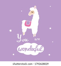 lama with lettering you are wonderful