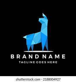 Lama Logo polygonal Design Vector, Alpaca, Vicuna, Huacaya alpaca, guanaco geometric logo Design