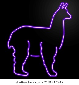 lama neon sign, modern glowing banner design, colorful modern design trend on black background. Vector illustration.
