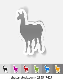 lama paper sticker with shadow. Vector illustration