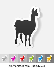 lama paper sticker with shadow. Vector illustration