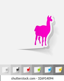 lama paper sticker with shadow. Vector illustration