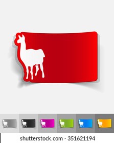 lama paper sticker with shadow. Vector illustration