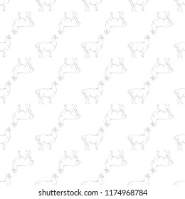 Lama seamless pattern. A beautiful realistic hand drawn sketch of alpaca or lama. Concept for background or print