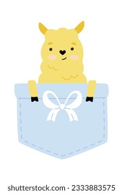 Lama Sitting Inside Pocket Vector Illustration