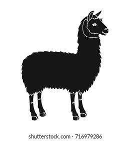 Lama, a South American pack animal. A lame, a cloven-hoofed mammal single icon in black style vector symbol stock illustration web.