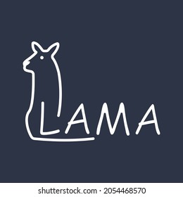 

Lama stylized line wordmark logo vector illustration