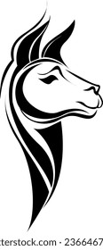 Lama tattoo, tattoo illustration, vector on a white background.
