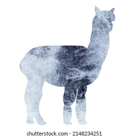 lama watercolor silhouette, on white background, isolated, vector