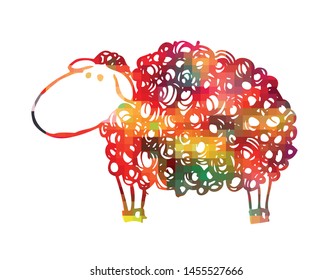 The lamb is abstract multicolored. Vector illustration