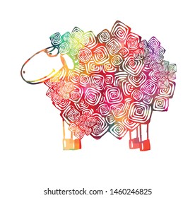 The lamb is abstract multicolored. Vector illustration