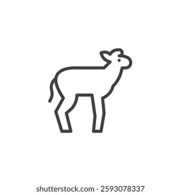 Lamb animal line icon. linear style sign for mobile concept and web design. A small lamb standing outline vector icon. Symbol, logo illustration. Vector graphics