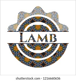 Lamb arabesque badge. arabic decoration.