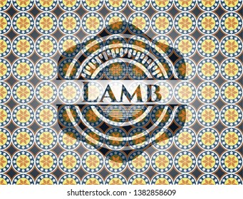 Lamb arabesque style emblem. arabic decoration.