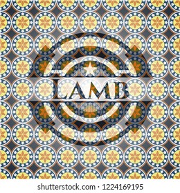Lamb arabic style emblem. Arabesque decoration.