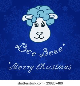 Lamb. Background with quote: Merry Christmas.