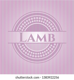 Lamb badge with pink background. Vector Illustration. Detailed.