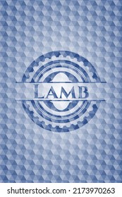 Lamb blue hexagon badge. Vector Illustration. Detailed. 