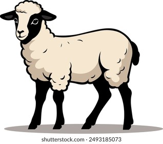Lamb cartoon vector illustration isolated on white background. Sheep on the farm illustration in flat style