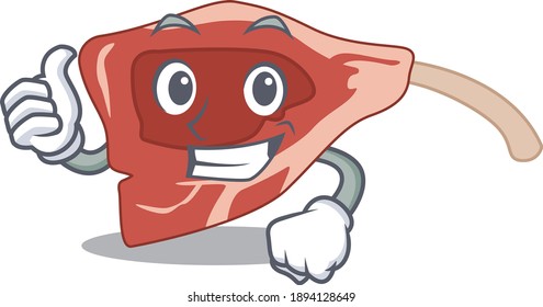 Lamb chop cartoon character design showing OK finger. Vector illustration