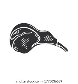 Lamm hacken Glyph-Symbol. Vectorbadge Fleischproduktskizze für Broschüren, Banner, Verpackungsmenü und Markt