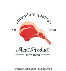 Lamb chop vintage vector emblem, label or logo. Meat product design.