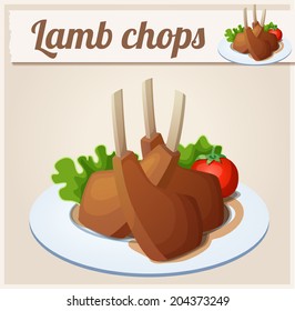 Lamb Chops. Detailed Vector Icon. Series Of Food And Drink And Ingredients For Cooking.