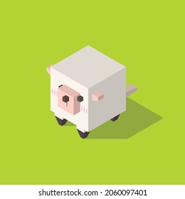 lamb cubic isometric on green background