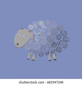 lamb drawn stylized on a blue background