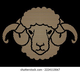 Lamm-Gesichtshaut Schafe Big Horn Kopf Cartoon Graphic Vektor