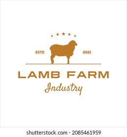 Lamb Farm Logo Design Industry Graphic, Food Vector Template Idea