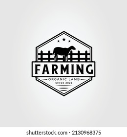 lamb farm or sheep livestock logo vector illustration design