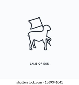 Lamb of God outline icon. Simple linear element illustration. Isolated line Lamb of God icon on white background. Thin stroke sign can be used for web, mobile and UI.