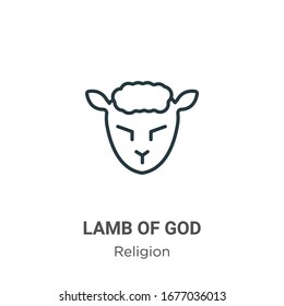 Lamb of god outline vector icon. Thin line black lamb of god icon, flat vector simple element illustration from editable religion concept isolated stroke on white background