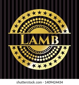 Lamb gold shiny badge. Vector Illustration. Detailed.