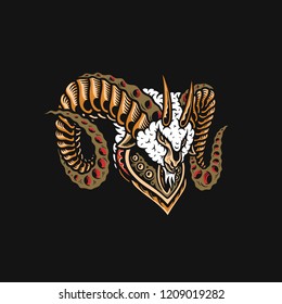 lamb gothic illustration, vector illustration, mascot, wild life.