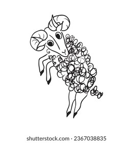 diseño gráfico de cordero ilustración vectorial, dibujo de tatuajes artísticos, dibujo a mano, uso de impresión