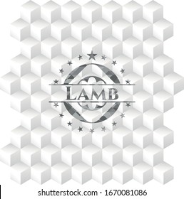 Lamb grey badge with geometric cube white background