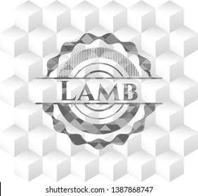 Lamb grey emblem with geometric cube white background
