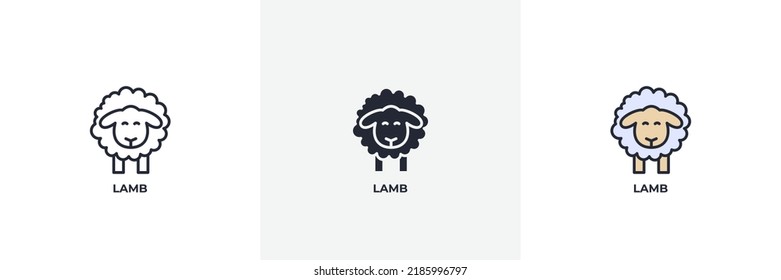 lamb icon. Line, solid and filled outline colorful version, outline and filled vector sign. Idea Symbol, logo illustration. Vector graphics