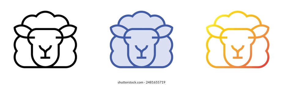 lamb icon. Linear, Blue Fill and Gradient Style Design Isolated On White Background