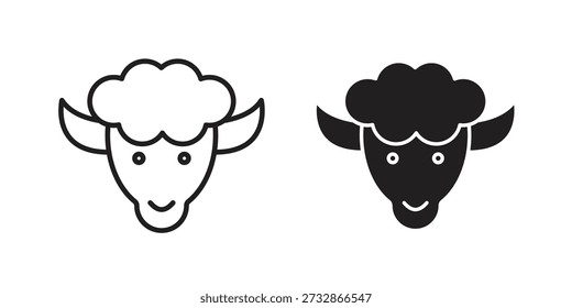 Piktogramm-Vorlage für Lamm-Symbol, Einfacher Umriss und gefüllter Stil.