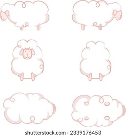 lamb icon set. Cartoon set of cute face lamb vector icons for web design