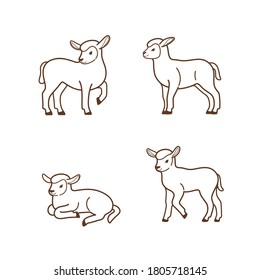 Lamb icon set. Different type of animal. Vector illustration for emblem, badge, insignia.