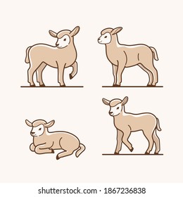 Lamb icon set. Different type of animal. Vector illustration for emblem, badge, insignia.