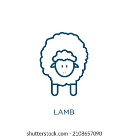 lamb icon. Thin linear lamb outline icon isolated on white background. Line vector lamb sign, symbol for web and mobile