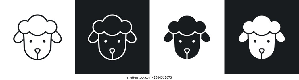 Lamb icons collection in black filled and line style.